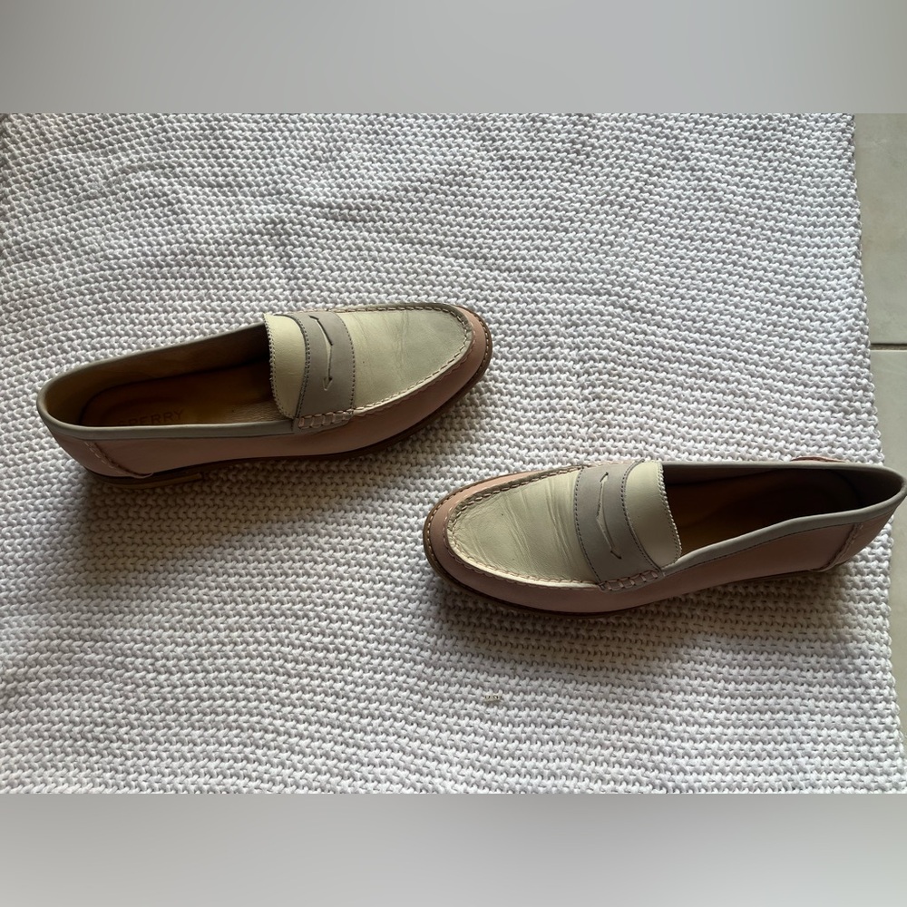 Sperry Two-Tone Cream and Brown Leather Penny Loafers - Picture 7 of 7